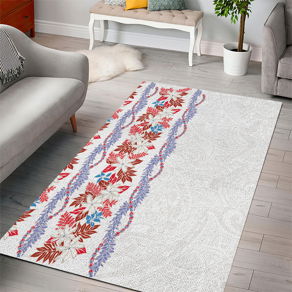 Monstera Tiare Plumeria Area Rug Red Polynesian Pattern LT01 - Polynesian Pride