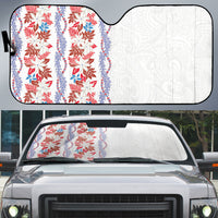 Monstera Tiare Plumeria Auto Sun Shade Red Polynesian Pattern LT01 Red - Polynesian Pride