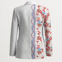 Monstera Tiare Plumeria Blazer Red Polynesian Pattern LT01 - Polynesian Pride