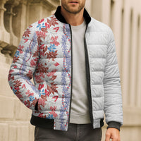 Monstera Tiare Plumeria Bomber Puffer Jacket Red Polynesian Pattern LT01 - Polynesian Pride