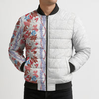 Monstera Tiare Plumeria Bomber Puffer Jacket Red Polynesian Pattern LT01 - Polynesian Pride