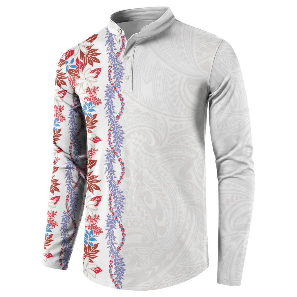 Monstera Tiare Plumeria Button Sweatshirt Red Polynesian Pattern LT01 - Polynesian Pride