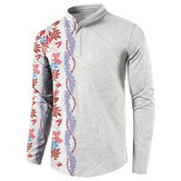 Monstera Tiare Plumeria Button Sweatshirt Red Polynesian Pattern LT01 - Polynesian Pride