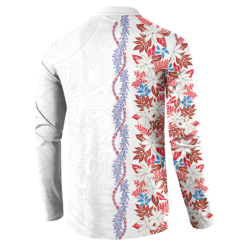 Monstera Tiare Plumeria Button Sweatshirt Red Polynesian Pattern LT01 - Polynesian Pride