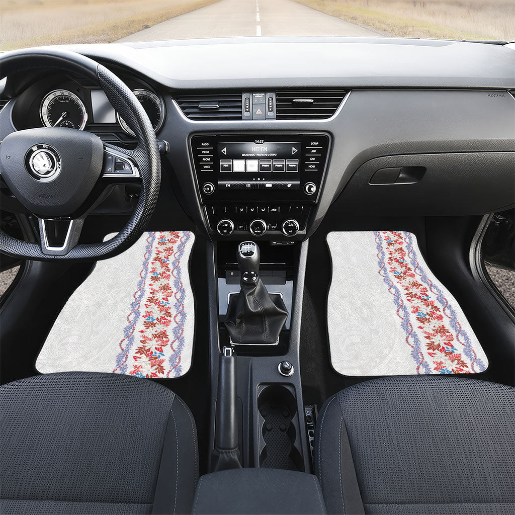 Monstera Tiare Plumeria Car Mats Red Polynesian Pattern LT01 Set 2pcs - Front Red - Polynesian Pride