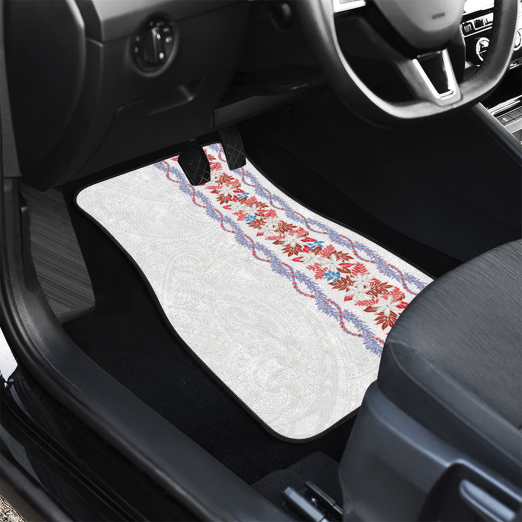 Monstera Tiare Plumeria Car Mats Red Polynesian Pattern LT01 - Polynesian Pride