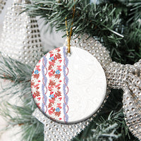 Monstera Tiare Plumeria Ceramic Ornament Red Polynesian Pattern LT01 - Polynesian Pride