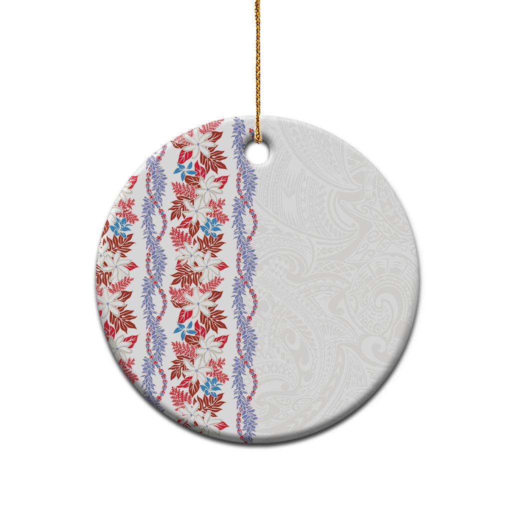 Monstera Tiare Plumeria Ceramic Ornament Red Polynesian Pattern LT01 - Polynesian Pride