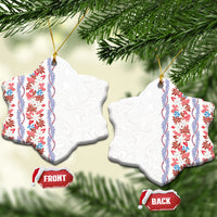 Monstera Tiare Plumeria Ceramic Ornament Red Polynesian Pattern LT01 Snow Flake Red - Polynesian Pride