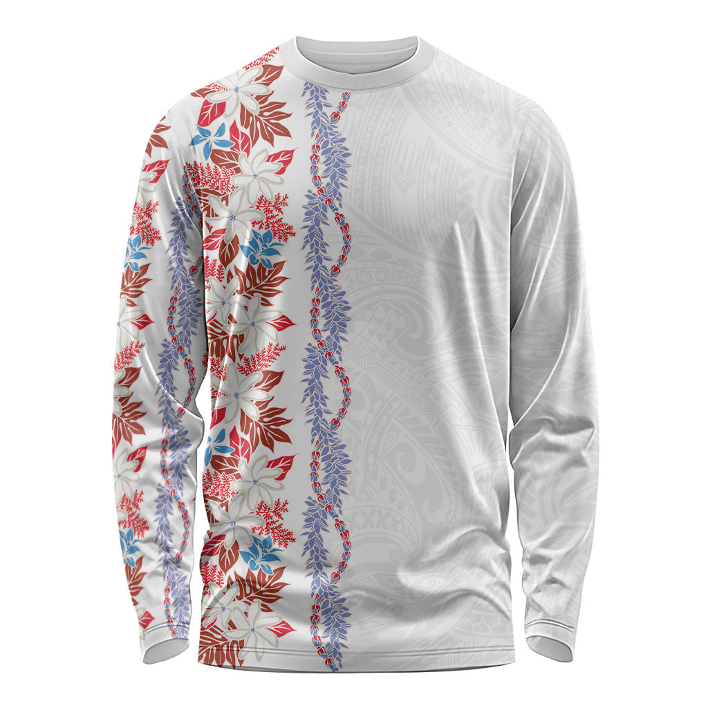Monstera Tiare Plumeria Long Sleeve Shirt Red Polynesian Pattern LT01 Unisex Red - Polynesian Pride