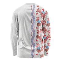 Monstera Tiare Plumeria Long Sleeve Shirt Red Polynesian Pattern LT01 - Polynesian Pride
