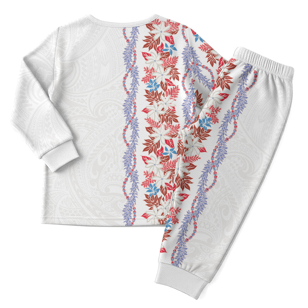 Monstera Tiare Plumeria Christmas Pajama Set Red Polynesian Pattern LT01 - Polynesian Pride