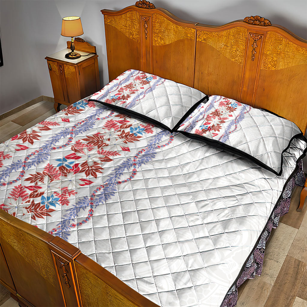 Monstera Tiare Plumeria Quilt Bed Set Red Polynesian Pattern LT01 - Polynesian Pride