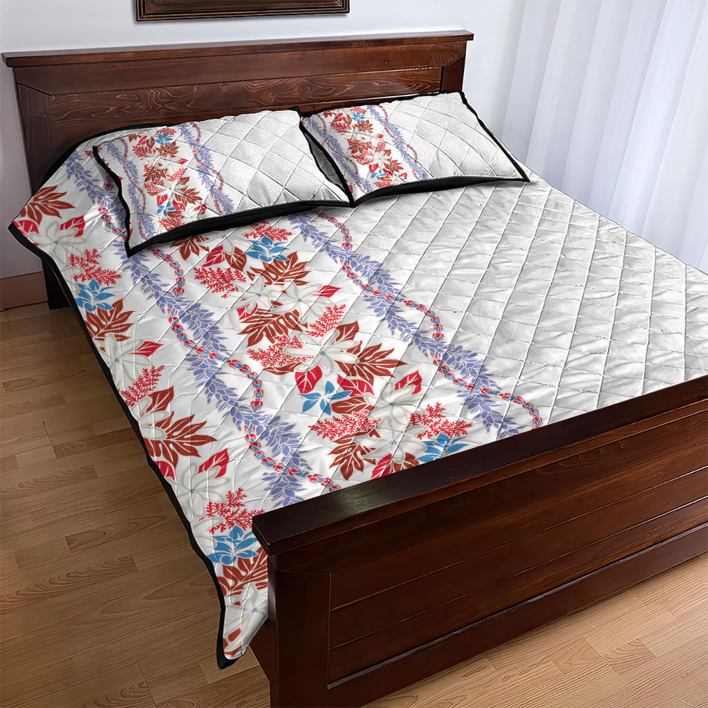 Monstera Tiare Plumeria Quilt Bed Set Red Polynesian Pattern LT01 - Polynesian Pride