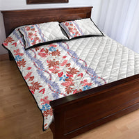Monstera Tiare Plumeria Quilt Bed Set Red Polynesian Pattern LT01 - Polynesian Pride