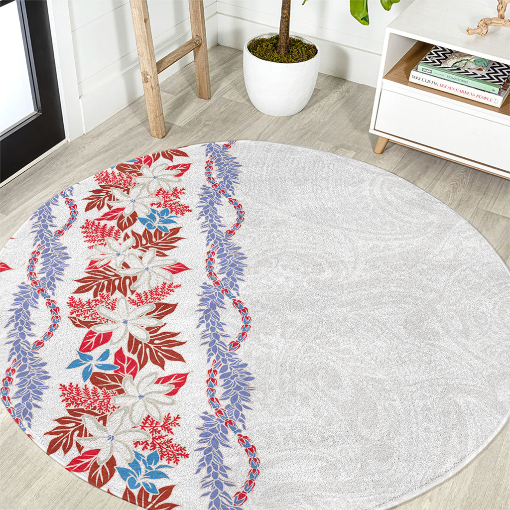 Monstera Tiare Plumeria Round Carpet Red Polynesian Pattern LT01 Red - Polynesian Pride
