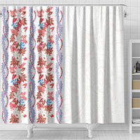 Monstera Tiare Plumeria Shower Curtain Red Polynesian Pattern LT01 - Polynesian Pride
