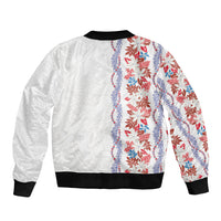 Monstera Tiare Plumeria Sleeve Zip Bomber Jacket Red Polynesian Pattern LT01 - Polynesian Pride