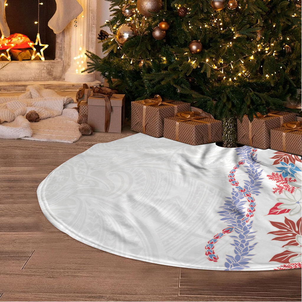 Monstera Tiare Plumeria Tree Skirt Red Polynesian Pattern LT01 - Polynesian Pride