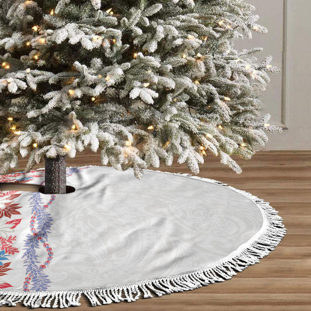 Monstera Tiare Plumeria Tree Skirt Red Polynesian Pattern LT01 - Polynesian Pride