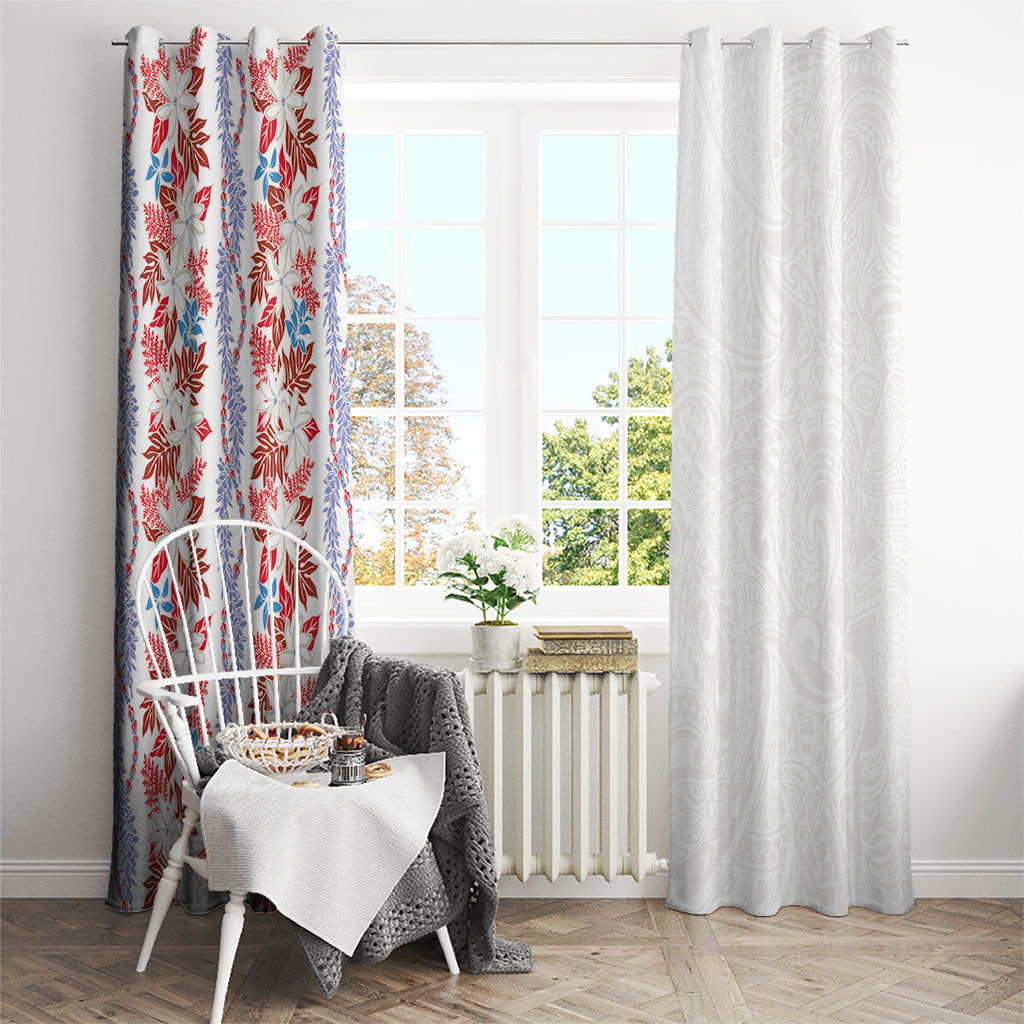 Monstera Tiare Plumeria Window Curtain Red Polynesian Pattern LT01 - Polynesian Pride