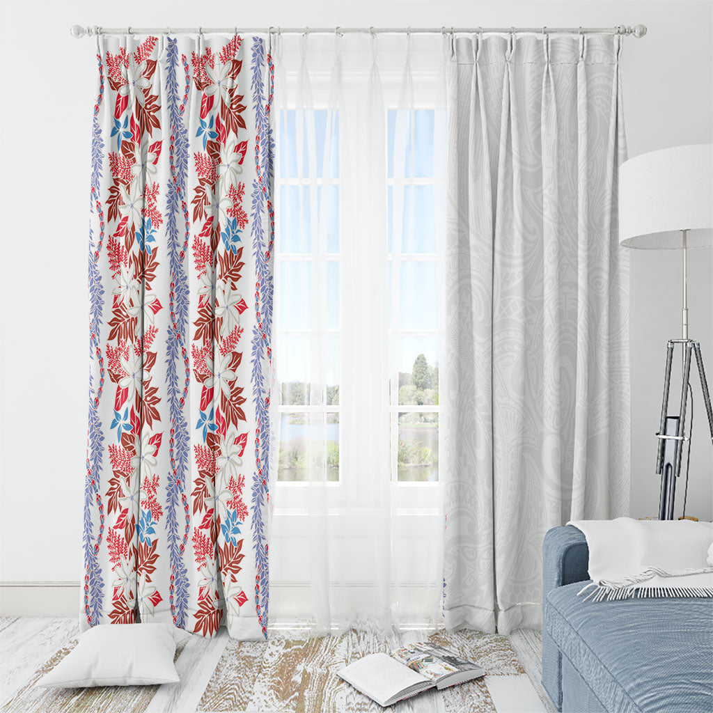 Monstera Tiare Plumeria Window Curtain Red Polynesian Pattern LT01 - Polynesian Pride