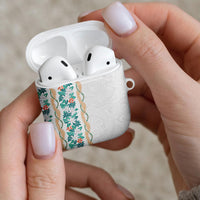 Monstera Tiare Plumeria AirPods Case Teal Polynesian Pattern LT01 - Polynesian Pride