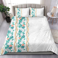 Monstera Tiare Plumeria Bedding Set Teal Polynesian Pattern LT01 - Polynesian Pride