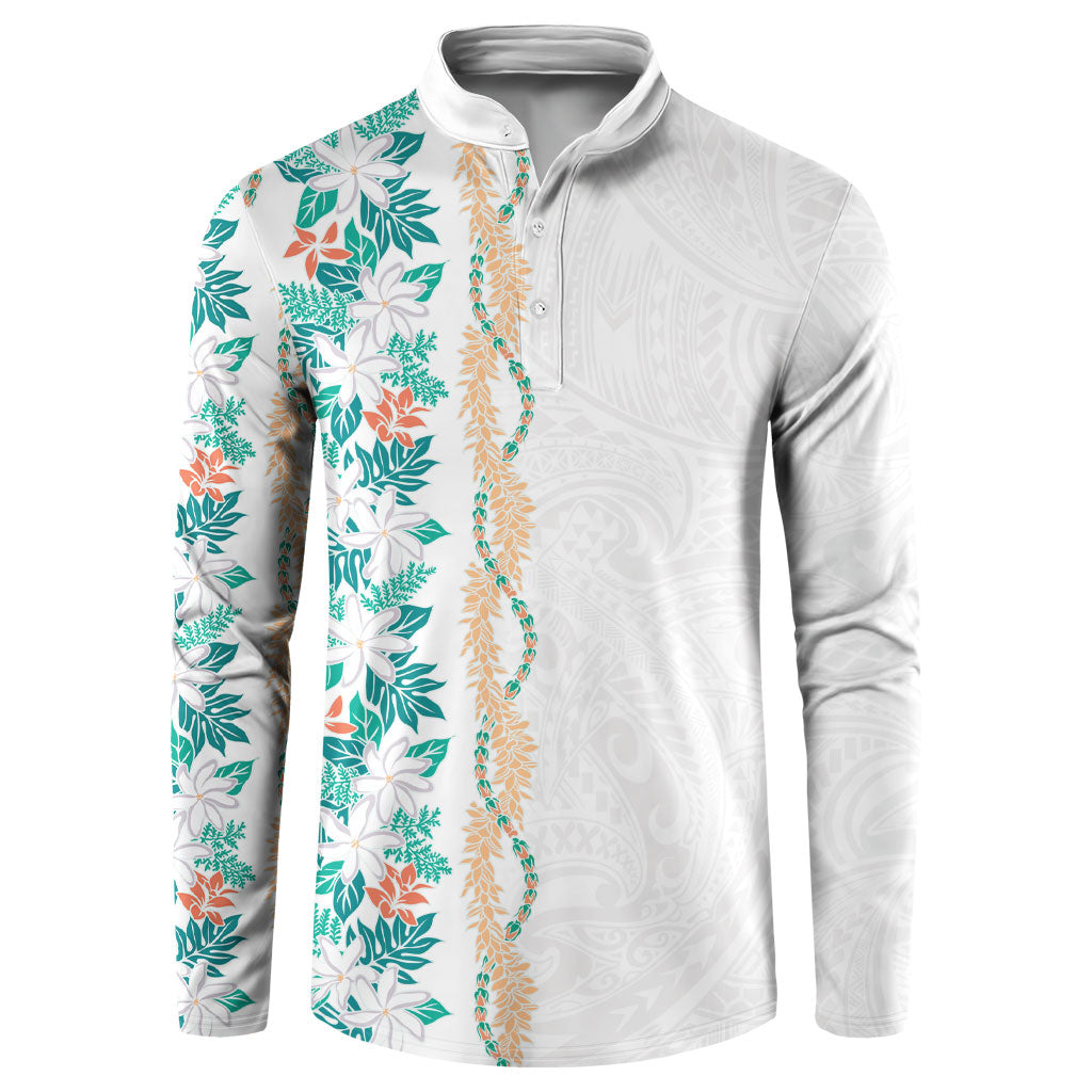 Monstera Tiare Plumeria Button Sweatshirt Teal Polynesian Pattern LT01 Teal - Polynesian Pride