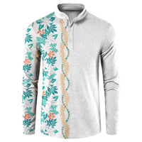 Monstera Tiare Plumeria Button Sweatshirt Teal Polynesian Pattern LT01 Teal - Polynesian Pride