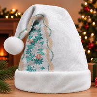 Monstera Tiare Plumeria Christmas Santa Hat Teal Polynesian Pattern LT01 Without Fur Teal - Polynesian Pride
