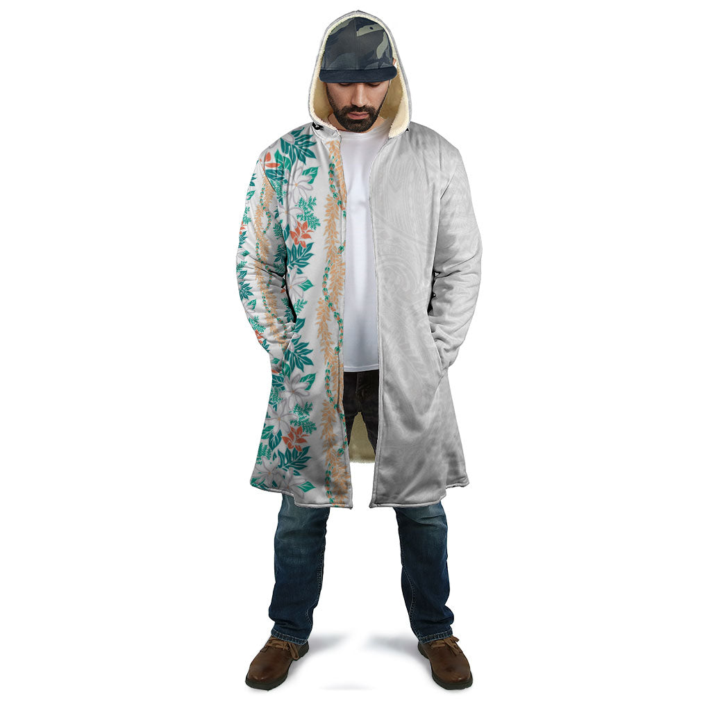 Monstera Tiare Plumeria Cloak Teal Polynesian Pattern LT01 - Polynesian Pride