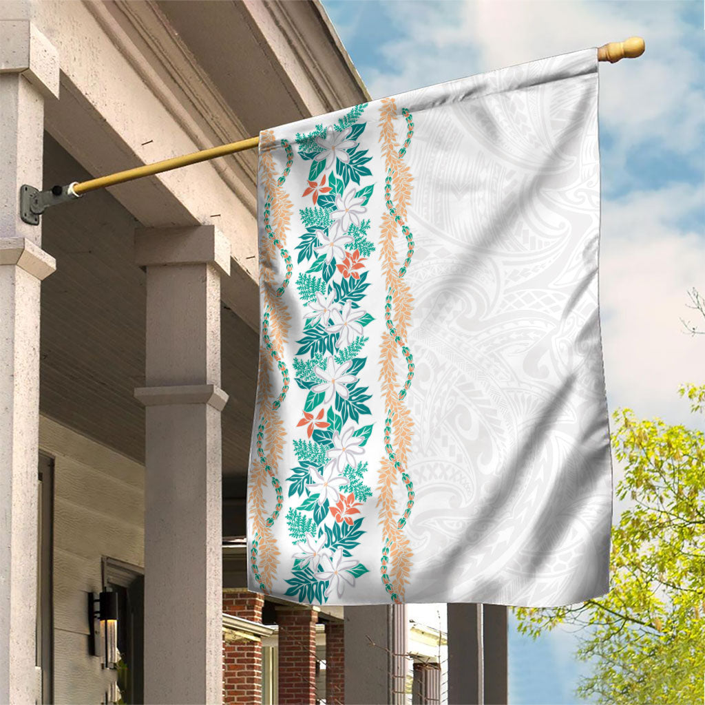 Monstera Tiare Plumeria Garden Flag Teal Polynesian Pattern LT01 House Flag Teal - Polynesian Pride