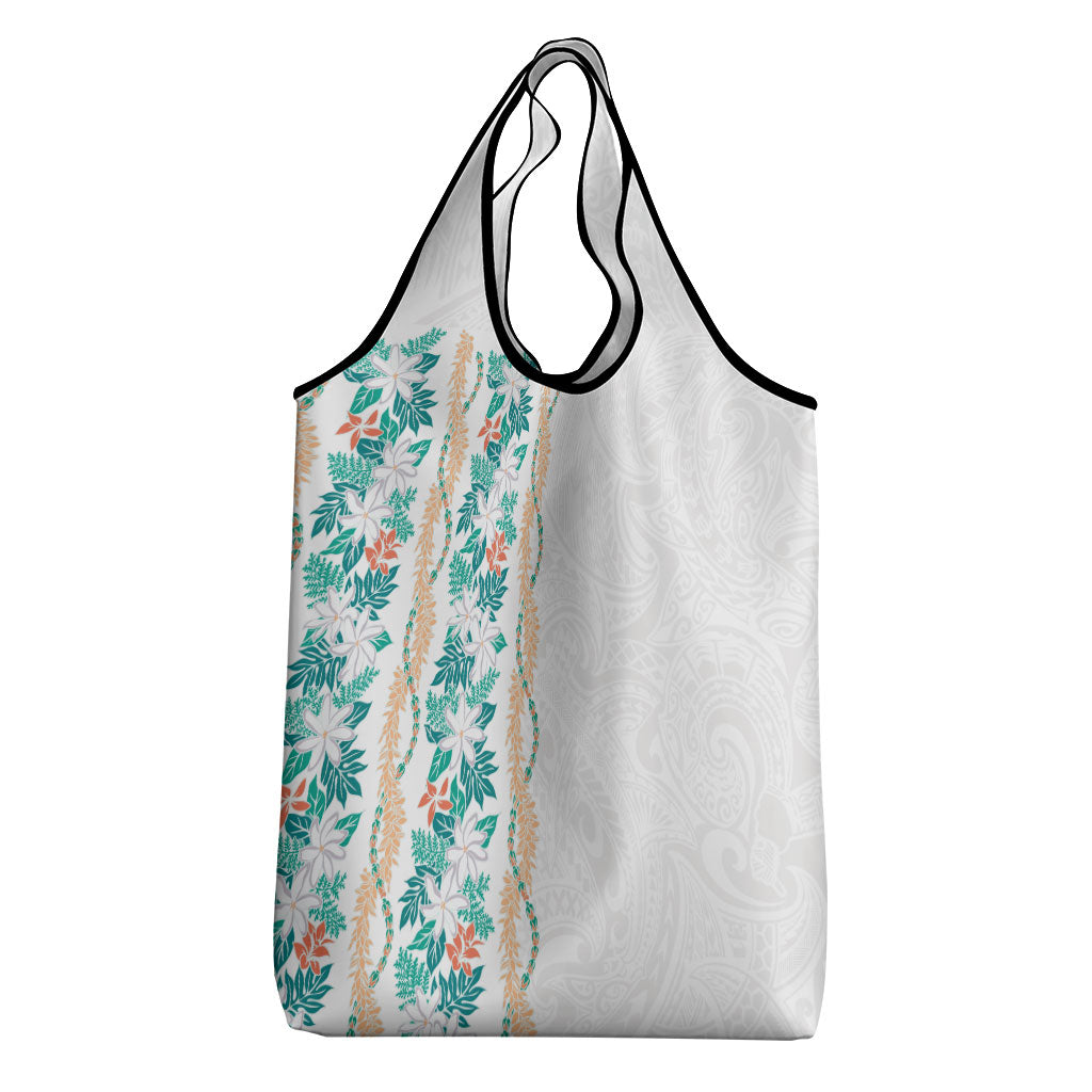 Monstera Tiare Plumeria Grocery Bag Teal Polynesian Pattern LT01 - Polynesian Pride
