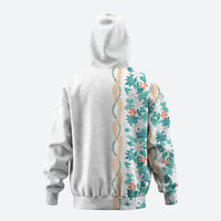 Monstera Tiare Plumeria Hoodie Teal Polynesian Pattern LT01 - Polynesian Pride
