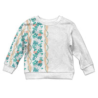 Monstera Tiare Plumeria Kid Ugly Christmas Sweater Teal Polynesian Pattern LT01 Kid Teal - Polynesian Pride