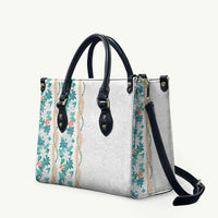 Monstera Tiare Plumeria Leather Bag Teal Polynesian Pattern LT01 Teal - Polynesian Pride