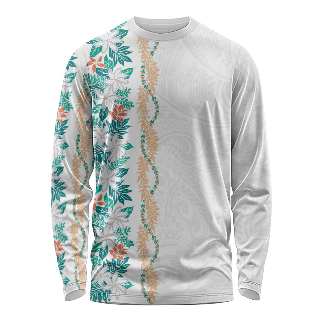 Monstera Tiare Plumeria Long Sleeve Shirt Teal Polynesian Pattern LT01 Unisex Teal - Polynesian Pride