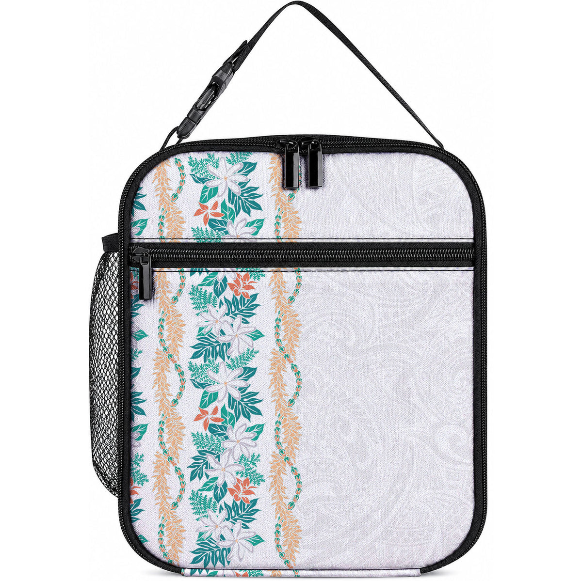 Monstera Tiare Plumeria Lunch Bag Teal Polynesian Pattern LT01 10.2 × 8.3 × 4.3 inch Teal - Polynesian Pride