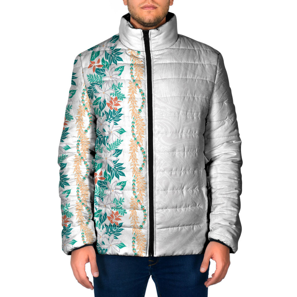 Monstera Tiare Plumeria Padded Jacket Teal Polynesian Pattern LT01 Men Teal - Polynesian Pride