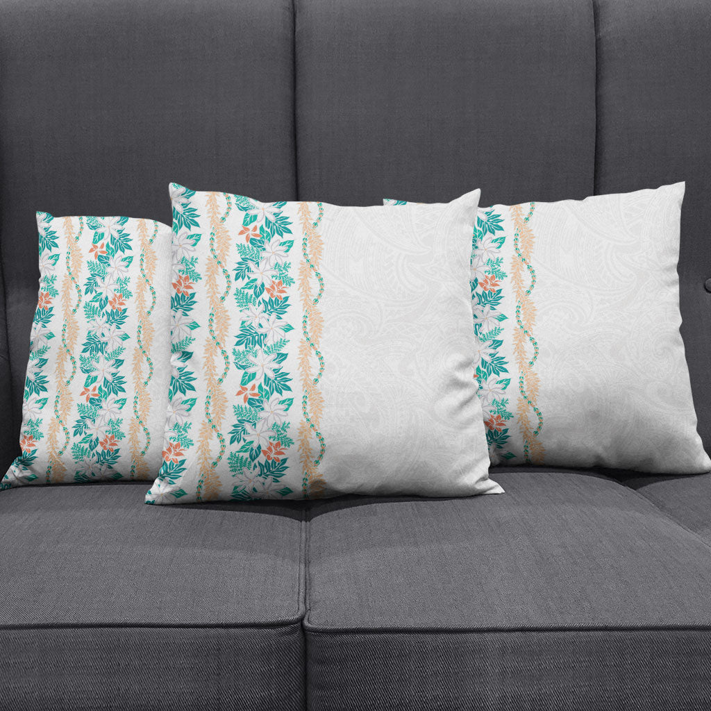 Monstera Tiare Plumeria Pillow Cover Teal Polynesian Pattern LT01 - Polynesian Pride