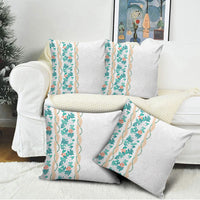 Monstera Tiare Plumeria Pillow Cover Teal Polynesian Pattern LT01 - Polynesian Pride