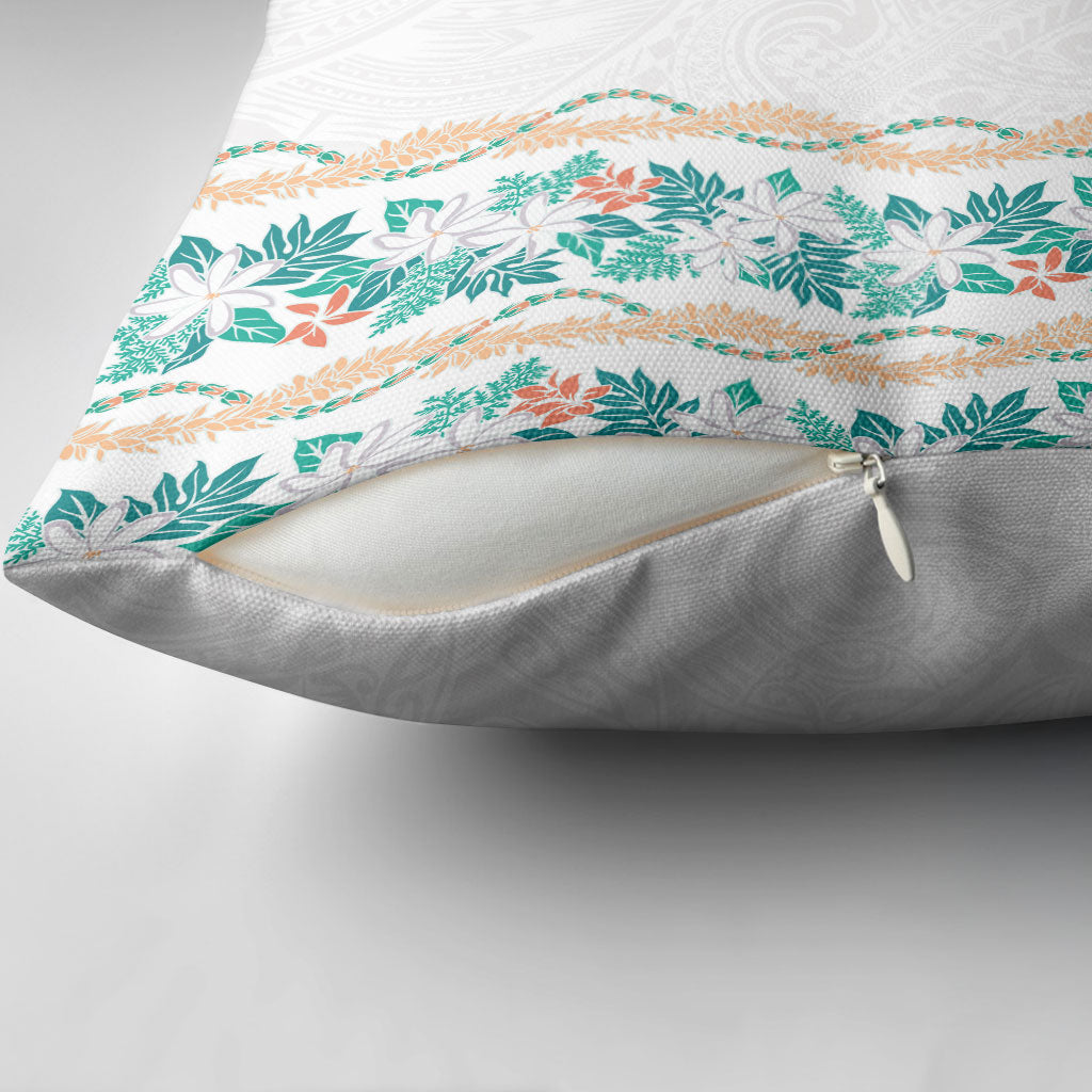 Monstera Tiare Plumeria Pillow Cover Teal Polynesian Pattern LT01 - Polynesian Pride