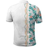 Monstera Tiare Plumeria Polo Shirt Teal Polynesian Pattern LT01 - Polynesian Pride