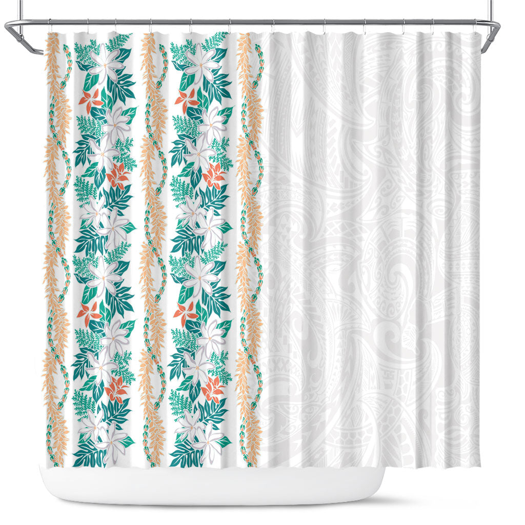 Monstera Tiare Plumeria Shower Curtain Teal Polynesian Pattern LT01 Teal - Polynesian Pride