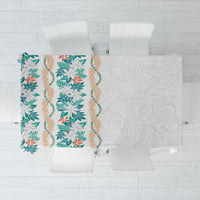 Monstera Tiare Plumeria Tablecloth Teal Polynesian Pattern LT01 Teal - Polynesian Pride