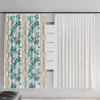 Monstera Tiare Plumeria Window Curtain Teal Polynesian Pattern LT01 With Hooks Teal - Polynesian Pride