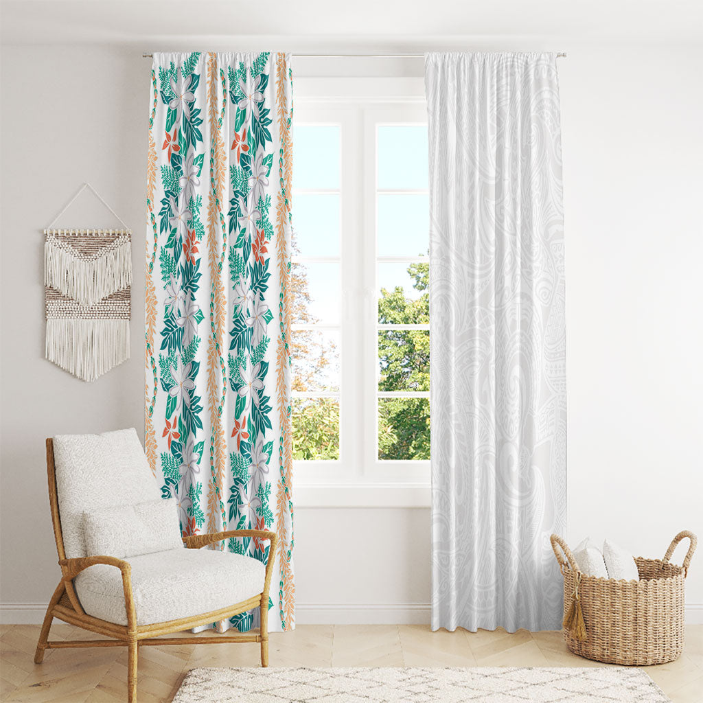 Monstera Tiare Plumeria Window Curtain Teal Polynesian Pattern LT01 - Polynesian Pride