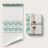Monstera Tiare Plumeria Wrapping Paper Teal Polynesian Pattern LT01 58" × 23" Teal - Polynesian Pride