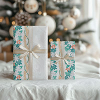 Monstera Tiare Plumeria Wrapping Paper Teal Polynesian Pattern LT01 - Polynesian Pride